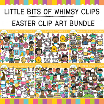 Preview of Little Bits of Whimsy Clips Easter Kids and Animals Clip Art Bundle