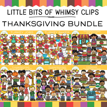 Preview of Fun Kids, Turkey, and Foods Thanksgiving Clip Art Bundle