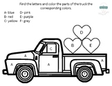 Little Blue Truck Valentine Color by Letter