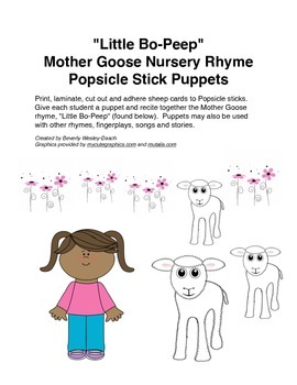 Preview of "Little Bo-Peep" Mother Goose Rhyme Popsicle Stick Puppets