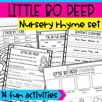Preview of Little Bo Peep Nursery Rhymes Activities and Crafts