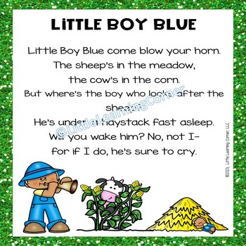 Little Boy Blue | Colored Nursery Rhyme Poster by Little Learning Corner