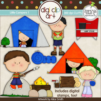 Little Campers 1- Digi Clip Art/Digital Stamps - CU Clip Art by Digi ...