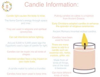 Preview of Little Candle Company Dramatic Play Candle Information