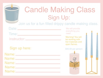 Preview of Little Candle Company Dramatic Play Candle Making Sign Up