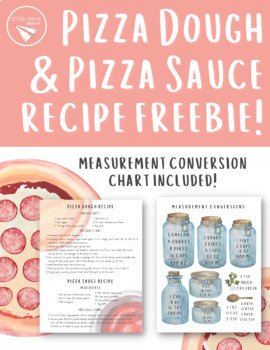 Preview of Little Chef Pizzeria Recipe and Measurement Conversion Chart Freebie