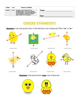 Preview of Chick Symmetry - 4.G.A.3 - Worksheet ONLY