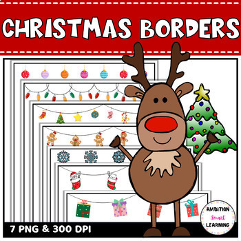 Preview of Little Christmas Borders Clipart | Snowflakes, Ornament, Gingerbread, lights