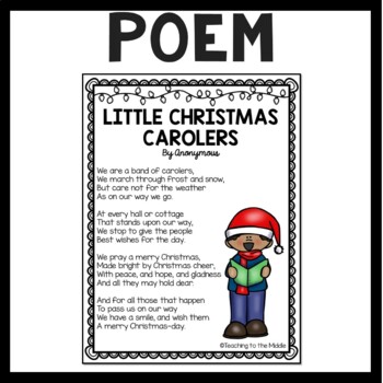 Little Christmas Carolers Poem Reading Comprehension Worksheet FREE