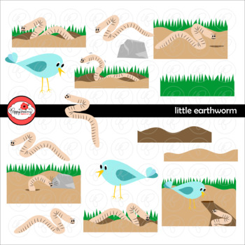 Preview of Little Earthworm Story Elements Clipart by Poppydreamz