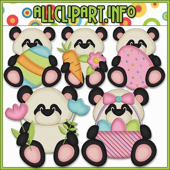 Preview of Little Easter Panda Bears Clip Art & Digital Stamp Bundle