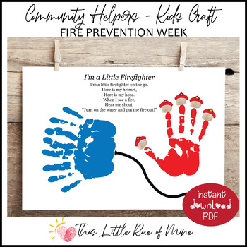 Preview of Little Firefighter - Fire Safety Prevention Week - printable - handprint