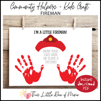 Preview of Little Fireman - Fire Safety Prevention Week - Fire Dept - Printable - handprint