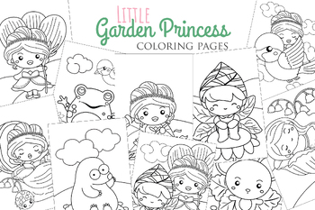 Preview of Little Garden Princess Kids Coloring Activity Cartoon Set