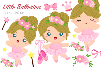 Preview of Little Girl Ballerina Ballet is Fun - Cute Cartoon Vector Clipart Illustration