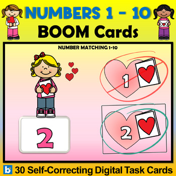 Preview of Little Girl Love Number Recognition 1-10 Boom Cards
