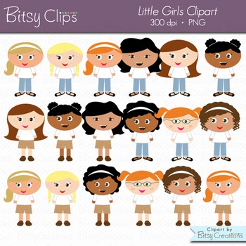 Little Girls Digital Art Set Clipart Commercial Use Clip Art by  BitsyCreations
