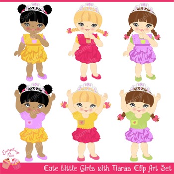 Little Girls with Tiaras Clipart Set by 1Everything Nice