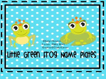 Preview of Little Green Frog Editable  Name Plates