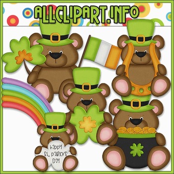 Preview of Little Irish Bears Clip Art & Digital Stamp Bundle
