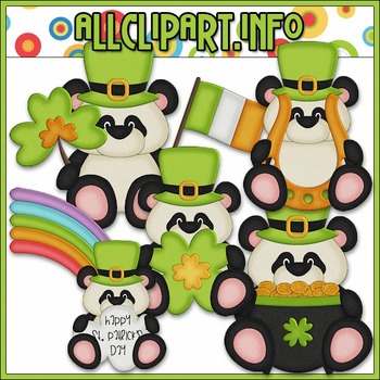 Preview of Little Irish Panda Bears Clip Art & Digital Stamp Bundle