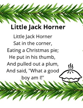 Little Jack Horner nursery rhyme activities by ECE rocks | TPT