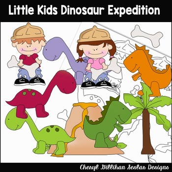 Preview of Little Kids Dinosaur Expedition Clipart Collection