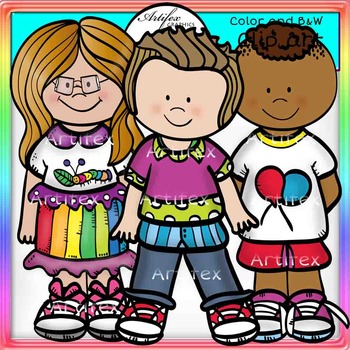 Little Kids Set 2 clip art- color and B&W by Artifex | TpT