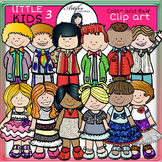 Little Kids Set 3  clip art- color and B&W