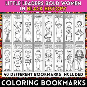 Preview of Little Leaders Bold Women in Black History Coloring Bookmarks - Black History