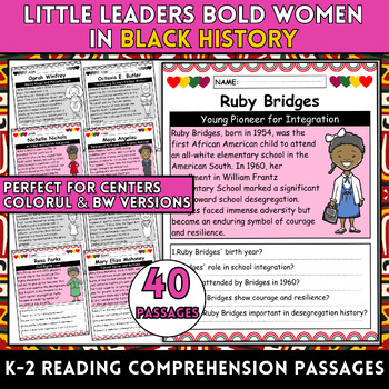 Preview of Little Leaders, Bold Women in Black History Social Studies Reading Comprehension