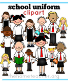 Little Learners Clipart- School Uniforms Black, White, and