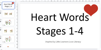 Preview of Little Learners Heart Words Stages 1-4