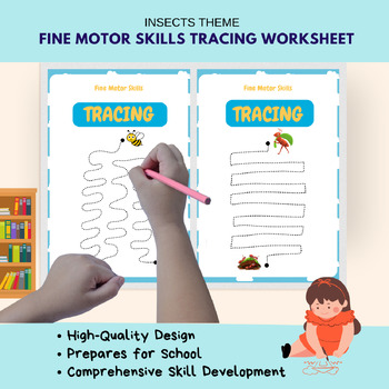 Preview of Little Learners Motor Skills:Insects theme Fine Motor Skills Tracing Worksheet