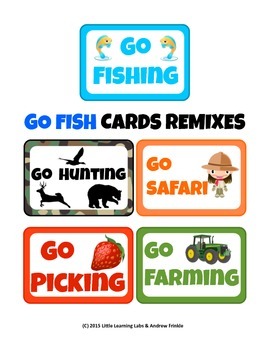 Preview of Little Learning Labs - 5 Go Fish Games - Safari Fruits Veggies Wildlife Oceans
