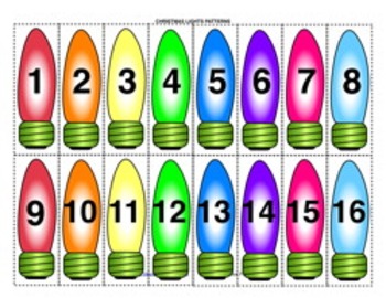 Little Learning Labs - Christmas Lights Sorting Activity - numbers 123s