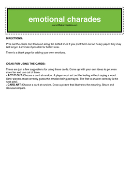 Preview of Little Learning Labs - Emotional Charades Card Game