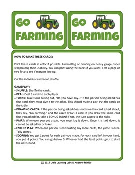 Preview of Little Learning Labs - Go Farming Card Game - Remix of Classic Go Fish Card Game