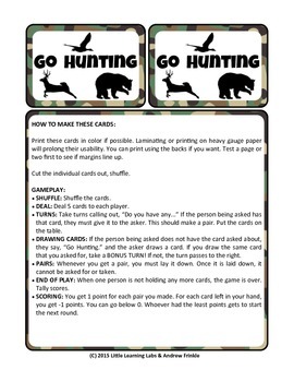 Preview of Little Learning Labs - Go Hunting Card Game - Remix of Classic Go Fish Card Game
