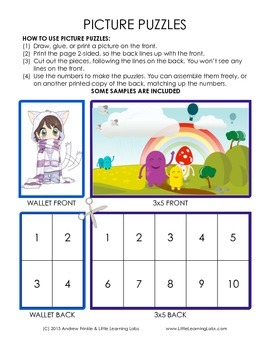 Preview of Little Learning Labs - Picture Puzzles - Counting Number Sense Puzzle Activity