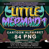 Little Mermaid V1 Graffiti Alphabet Font, 84 PNG Transpare