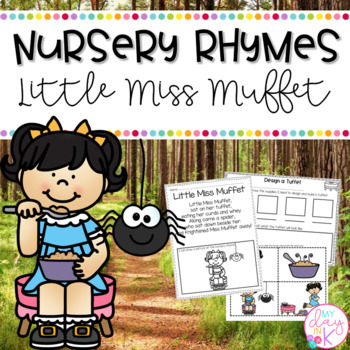 Preview of Little Miss Muffet with a Home Connection and Stem Challenge