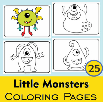 Preview of Little Monsters Printable Coloring Pages set # 1