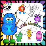 Monsters with Signs:  Little Monsters Clip Art