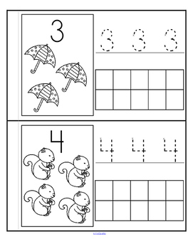 Little Number Book for Fall 0-10 - Counting, Tracing, Recognition