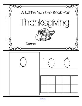 Preview of Thanksgiving Little Number Book 0-10 - Counting Tracing Recognition 10-Frames