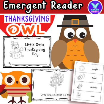 Preview of Little Owl's Thanksgiving Day ELA Emergent Reader Vocabulary Activities NO PREP