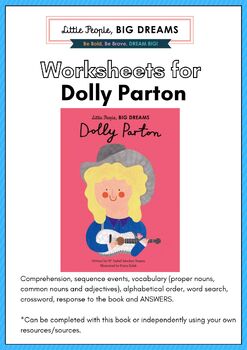Preview of DOLLY PARTON, Little People, Big Dreams – DOLLY PARTON book, Worksheets