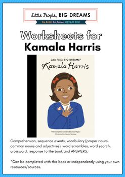 Preview of KAMALA HARRIS, Little People, Big Dreams – KAMALA HARRIS book, Worksheets