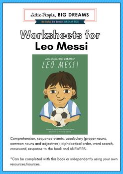 Preview of LEO MESSI, Little People, Big Dreams – LEO MESSI book, Worksheets for students